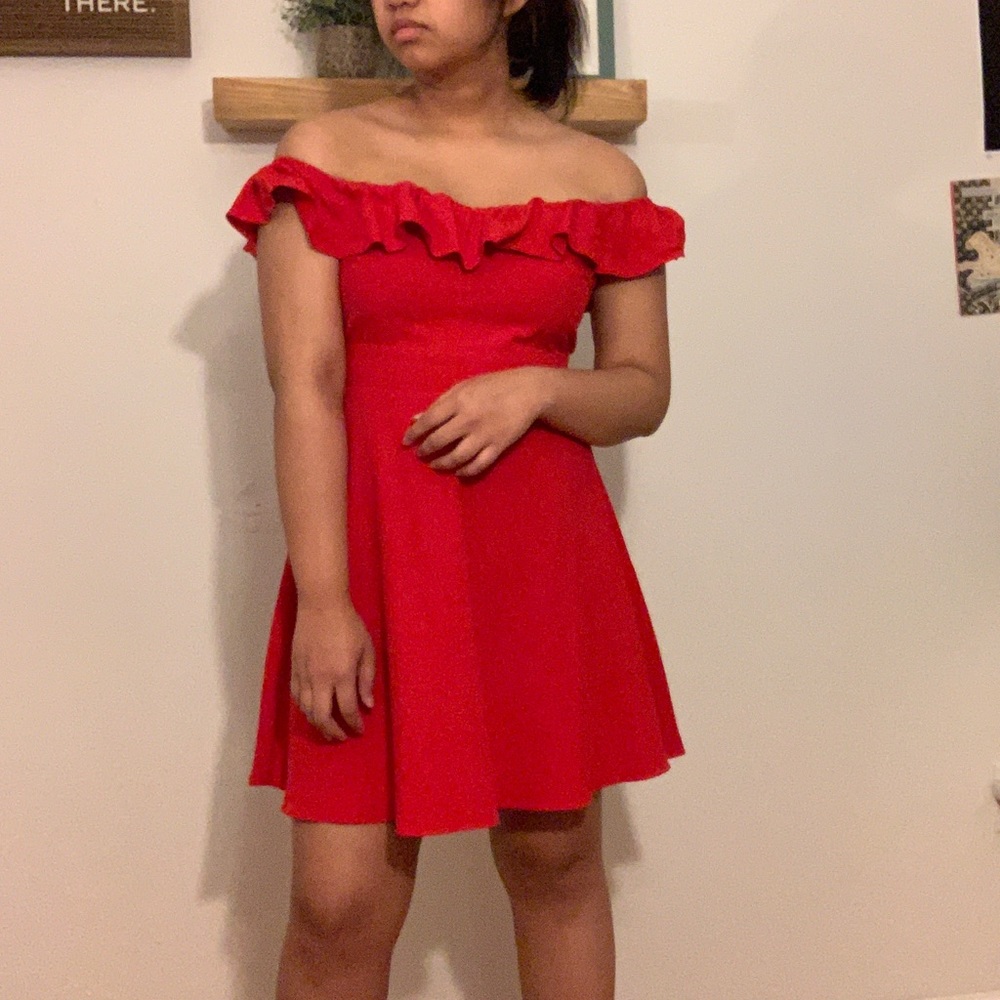 Zara Off-the-Shoulder Red Dress